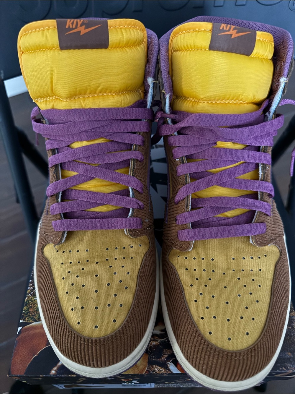 Reves Paris x Air Kiy '85 Hi "Earth Yellow / Eggplant / English Lavender"